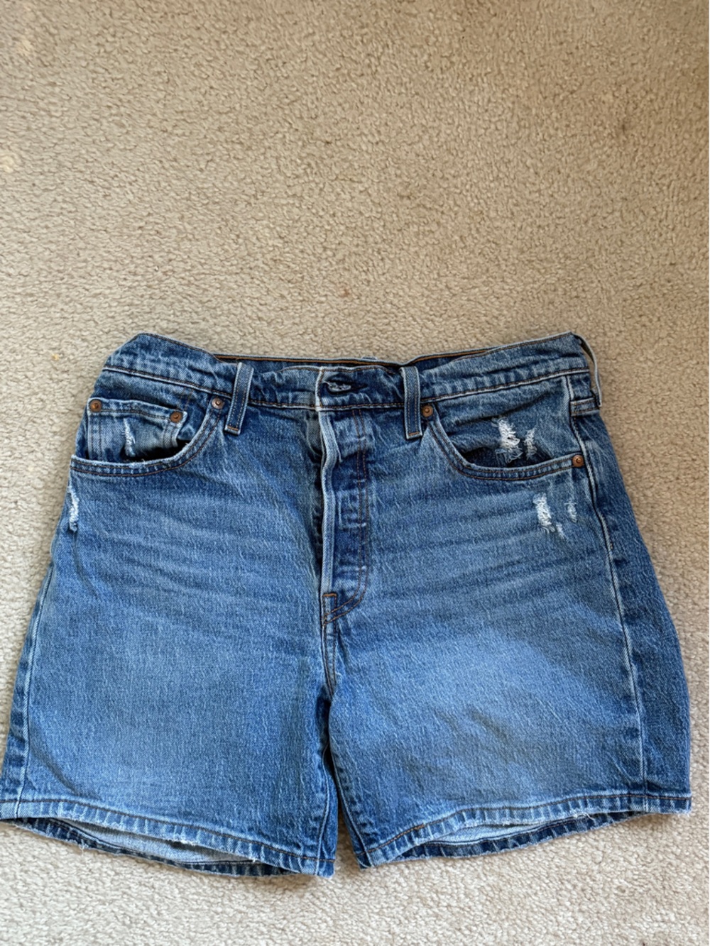 Levi's Mid Blue High Waist Denim Shorts